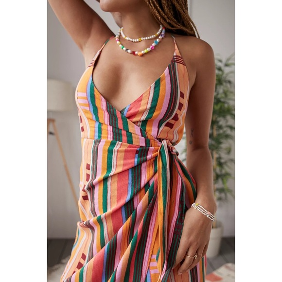 Urban Outfitters Flashing Lights Midi Wrap Dress - Picture 2 of 11